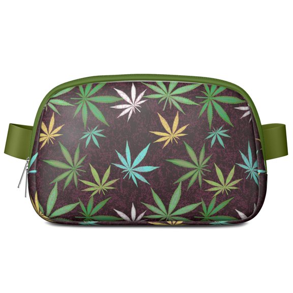 Rasta Marijuana Leaf Hip Bag – Minimalist Weed Crossbody Fanny Pack with Mesh Interior & Durable Polyester – Vibrant Sling Bag for Hiking, Concerts, Errands