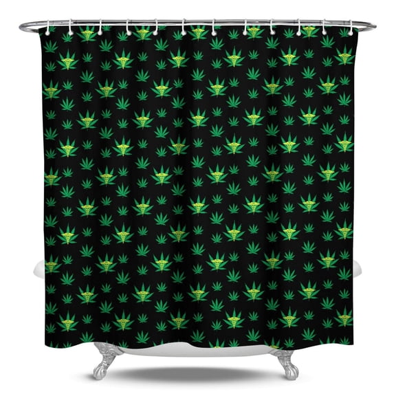 Rasta Marijuana Leaf Shower Curtain - Tie Dye Weed Bathroom Decor 84x72 Inch, Premium Polyester Fabric, Waterproof & Quick Dry, Rust-Resistant Grommets, Includes 12 Hooks