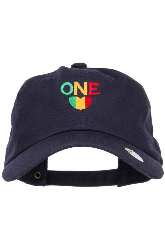Rasta One Love Embroidered Unstructured Cap - Navy OSFM