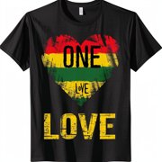 HAOY Rasta One Love Heart Valentine's Black TShirt Red Yellow Green Brown Reggae Bob Marley Rastafarian Flag Lover Gift Men Women Unisex
