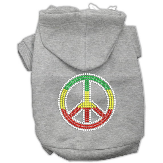Pet, Dog Cat Hoodie Rhinestone, "Rasta Peace Sign"