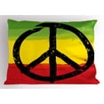 thumbnail image 1 of Rasta Pillow Sham Grunge Style Watercolor Design African Flag Colors Hippie Peace Sign, Decorative Standard Size Printed Pillowcase, 26 X 20 Inches, Black Green Yellow and Red, by Ambesonne, 1 of 2