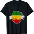 thumbnail image 1 of Rasta Reggae Chest Rastafarian Flag Rastaman Hippie Music T-Shirt, 1 of 4