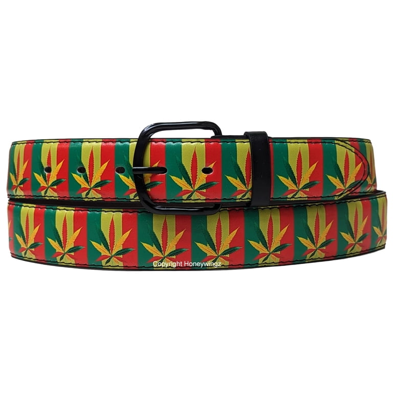 Rasta Reggae Leaf Style Bonded Leather Belt - Walmart.com display picture 1