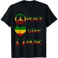thumbnail image 1 of Rasta Reggae Love Peace Music Rastafari Roots Reggae Pride T-Shirt, 1 of 5