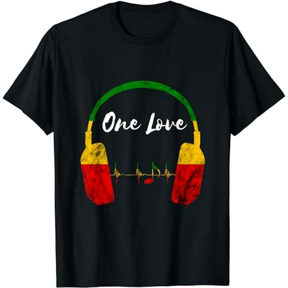 Rasta Reggae Music Headphones Jamaican Pride One Love T-Shirt