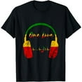 thumbnail image 1 of Rasta Reggae Music Headphones One Love Jamaica Rastafarian T-Shirt, 1 of 5