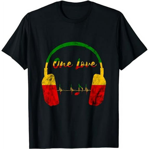 Rasta Reggae Music Headphones One Love Jamaica Rastafarian T-Shirt