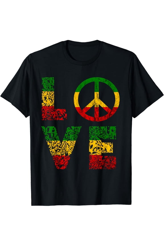 Rasta Reggae Music Love Peace Sign Rastafarian Lover Jamaica T-Shirt