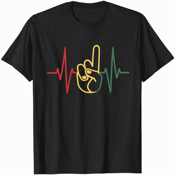 Rasta Reggae Peace Rastafari Roots Heartbeat EKG Pulse T-Shirt