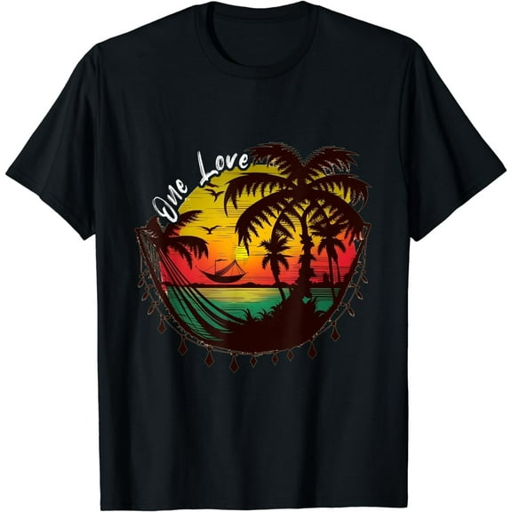 Rasta Reggae Sunset One Love Rastafari Jamaican Vacation T-Shirt