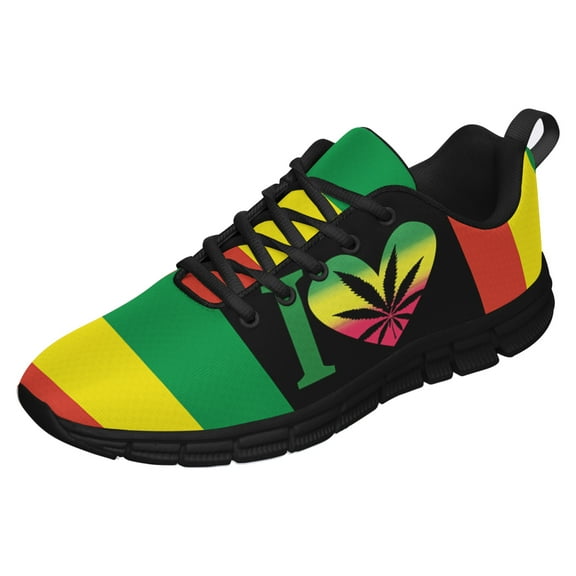 Rasta Shoes Men Women Reggae Sneakers Breathable Casual Sport Tennis Running Shoes Black Size 3.5
