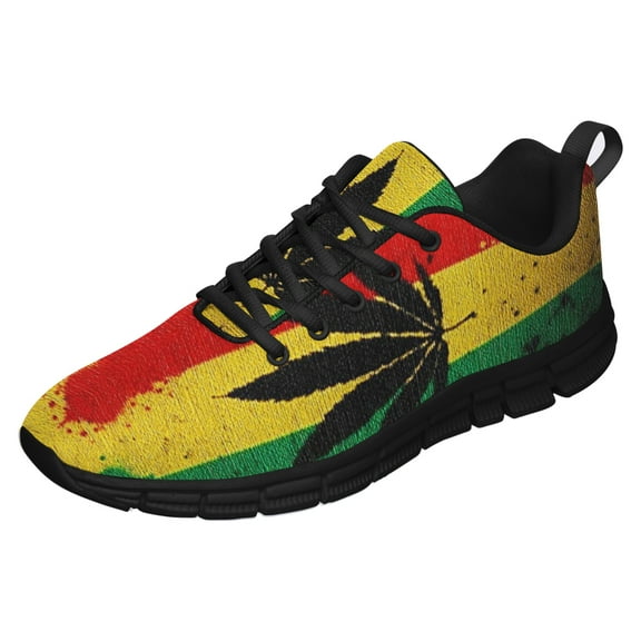 Rasta Shoes Men Women Reggae Sneakers Breathable Casual Sport Tennis Running Shoes Black Size 3.5