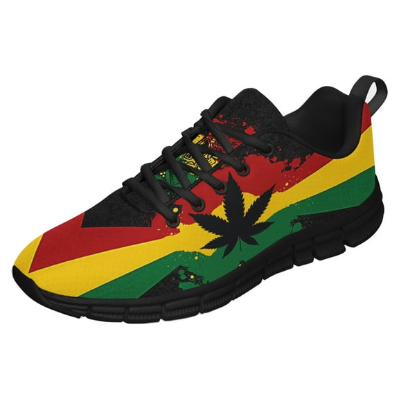 Rasta Shoes Men Women Reggae Sneakers Breathable Casual Sport Tennis Running Shoes Black Size 3.5