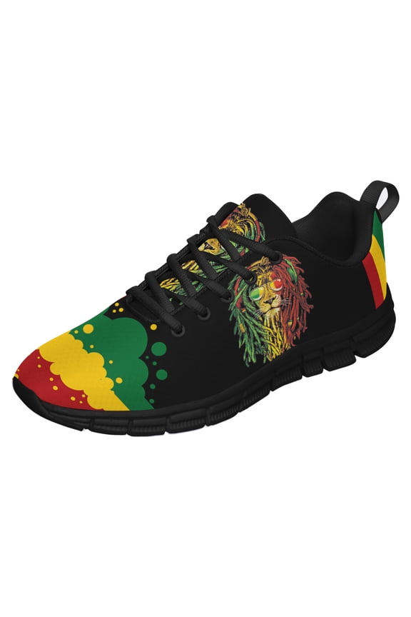 Rasta Shoes Men Women Reggae Sneakers Breathable Casual Sport Tennis Running Shoes Black Size 4