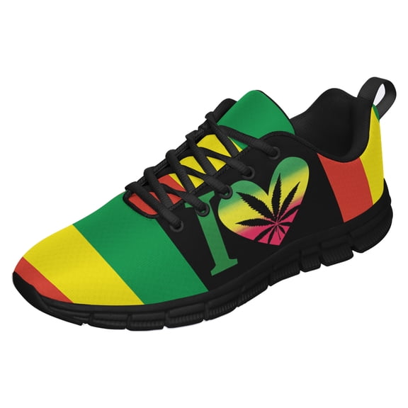 Rasta Shoes Men Women Reggae Sneakers Breathable Casual Sport Tennis Running Shoes Black Size 4