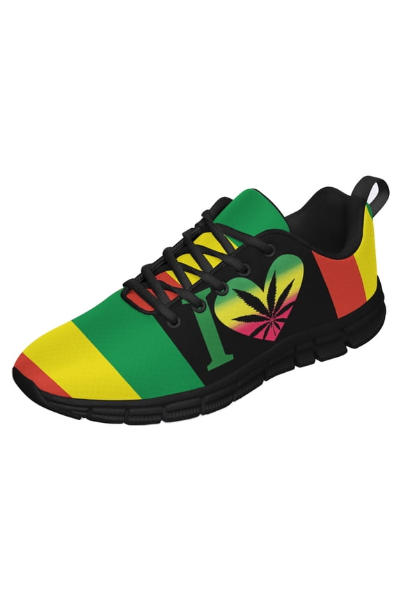 Rasta Shoes Men Women Reggae Sneakers Breathable Casual Sport Tennis Running Shoes Black Size 4