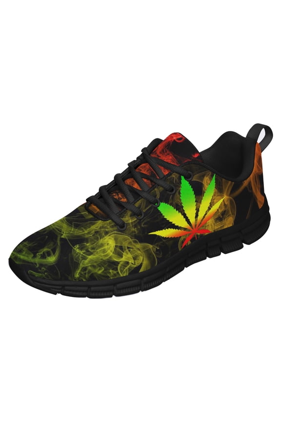 Rasta Shoes Men Women Reggae Sneakers Breathable Casual Sport Tennis Running Shoes Black Size 4