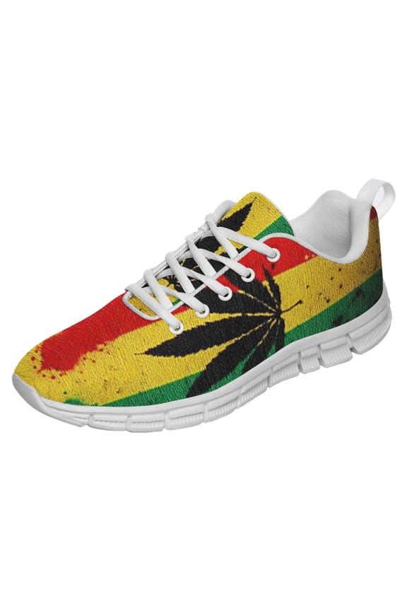 Rasta Shoes Men Women Reggae Sneakers Breathable Casual Sport Tennis Running Shoes White Size 4