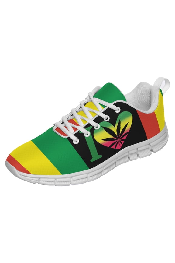 Rasta Shoes Men Women Reggae Sneakers Breathable Casual Sport Tennis Running Shoes White Size 4
