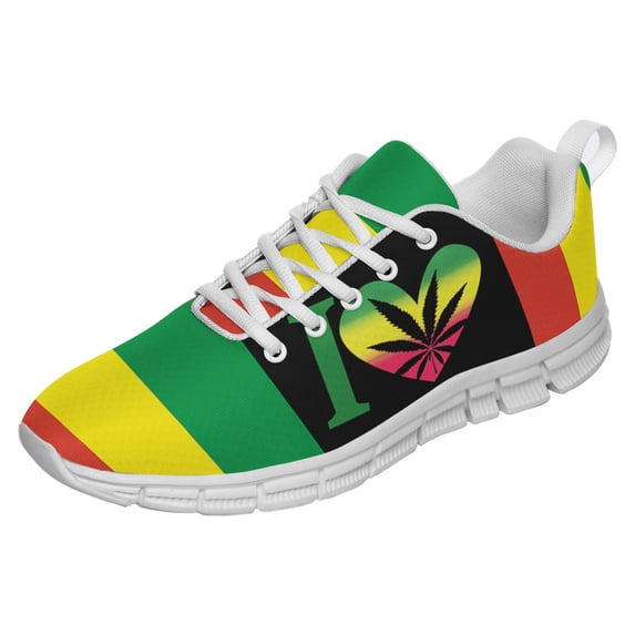 Rasta Shoes Men Women Reggae Sneakers Breathable Casual Sport Tennis Running Shoes White Size 8.5
