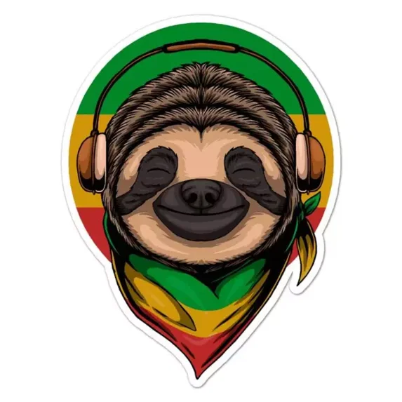 Rasta Sloth Sticker Indoor Outdoor Phone Decal Water Bottle Stickers ...