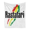 thumbnail image 1 of Rasta Soft Flannel Fleece Blanket, Reggae Rastafari Lettering on Grunge Design Flag Colors Backdrop Art Print, Cozy Plush for Indoor and Outdoor Use, 50" x 70", Red Green and Yellow, by Ambesonne, 1 of 5