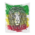 thumbnail image 1 of Rasta Soft Flannel Fleece Throw Blanket, Ethiopian Culture Hair Style Lion Head Portrait Grunge Backdrop, Cozy Plush for Indoor and Outdoor Use, 50" x 60", Green Yellow and Red, by Ambesonne, 1 of 5