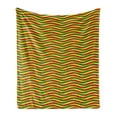 thumbnail image 1 of Rasta Soft Flannel Fleece Throw Blanket, Vivid Colors Ethiopian Flag Colors in Wavy Style Stripes Image, Cozy Plush for Indoor and Outdoor Use, 60" x 80", Marigold Green and Red, by Ambesonne, 1 of 6