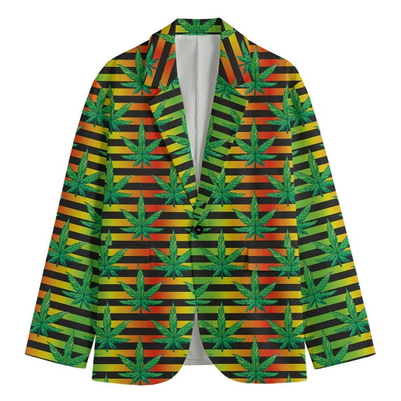 Rasta Striped Pattern Print Men'S Blazer, Rastafarian Fun Novelty Blazer