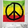 thumbnail image 1 of Rasta Tapestry, Grunge Style Watercolor Design Flag Colors Hippie Peace Sign, Fabric Wall Hanging Decor for Bedroom Living Room Dorm, 5 Sizes, Yellow Black, by Ambesonne, 1 of 1