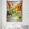 thumbnail image 1 of Rasta Tapestry, World Map on Plaques with Reggae Lettering and Peace Symbol, Wall Hanging for Bedroom Living Room Dorm Decor, 60W X 80L Inches, Pale Brown Green Yellow Orange, by Ambesonne, 1 of 2