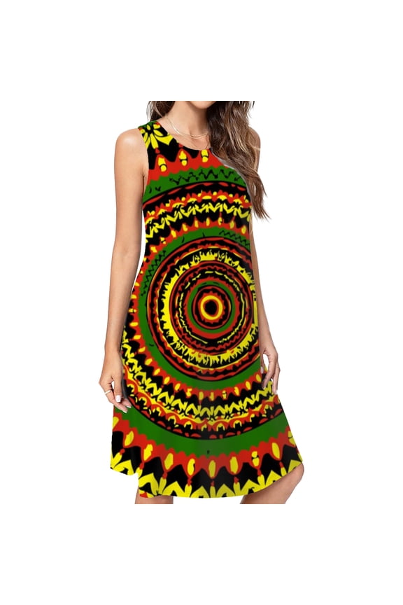 Rasta Tie Dye Time Warp Dress Elegant Party Dresses Evening Dresses Women Dress Sleeveless Dress Ladies Dresses