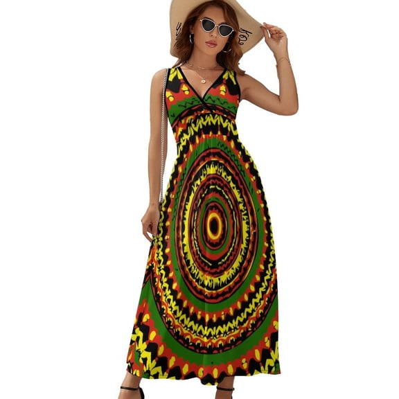 Rasta Tie Dye Time Warp Dress Fashion Boho Beach Long Dresses Female Party Printed Maxi Dress