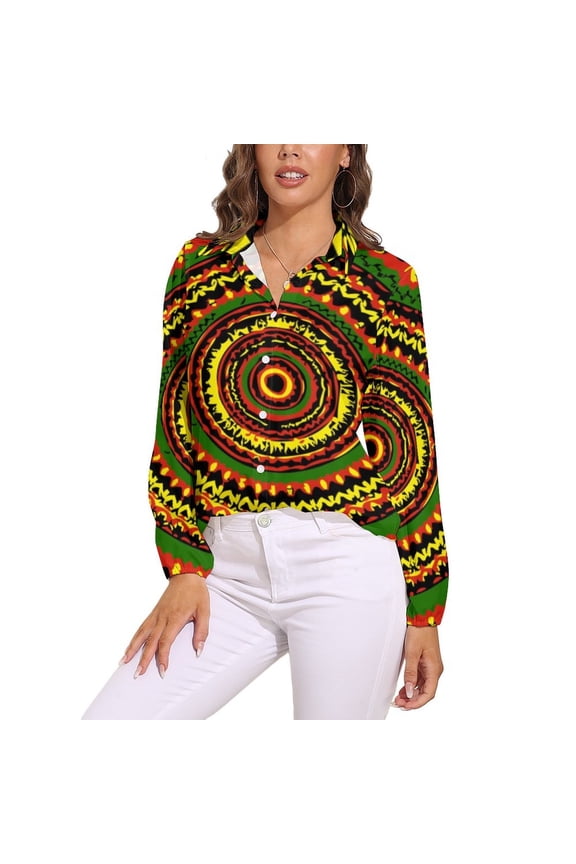 Rasta Tie Dye Time Warp Long Sleeve Blouse Woman Streetwear Casual Shirts Summer Oversize Woman Streetwear Clothing Birthday Present