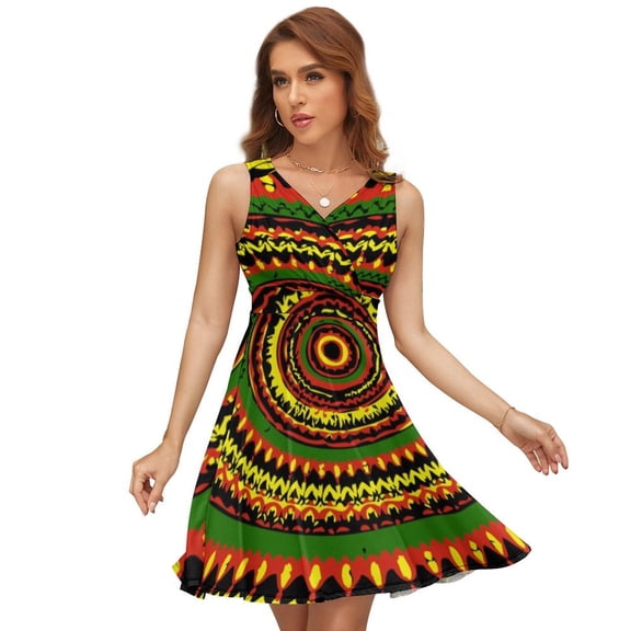 Rasta Tie Dye Time Warp Sundress Sleeveless Dress Summer Women Clothes Dress for Women Dresses
