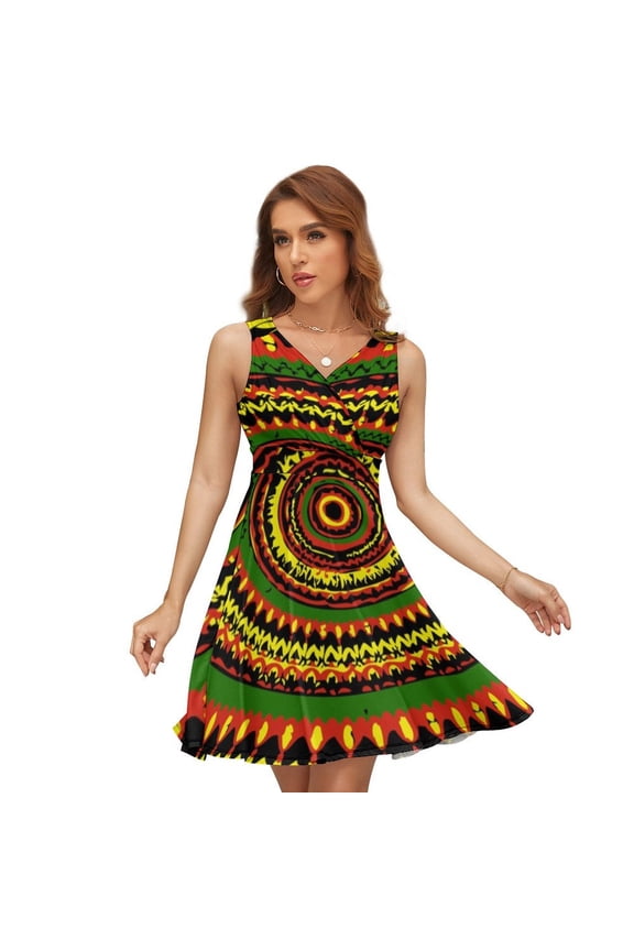 Rasta Tie Dye Time Warp Sundress Sleeveless Dress Summer Women Clothes Dress for Women Dresses