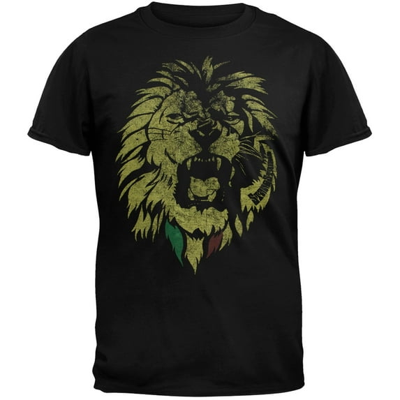 Rastafari - Distressed Lion Soft Adult T-Shirt - Medium
