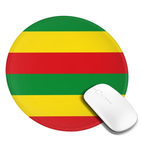 Rastafari Flag Round MousePad with Stitched Edge Non-Slip Rubber Base Mouse Mat for Office & Home (7.9 x 7.9)