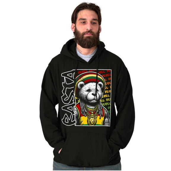 Rastafari Rebel Reggae Teddy Bear Unisex Plus Fleece Graphic Hoodie Brisco Brands 2X