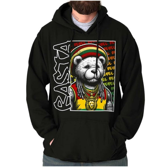 Rastafari Rebel Reggae Teddy Bear Hoodie Sweatshirt Women Men Brisco Brands M