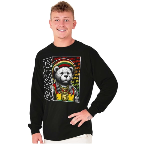 Rastafari Rebel Reggae Teddy Bear Long Sleeve TShirt Men Women Brisco Brands M