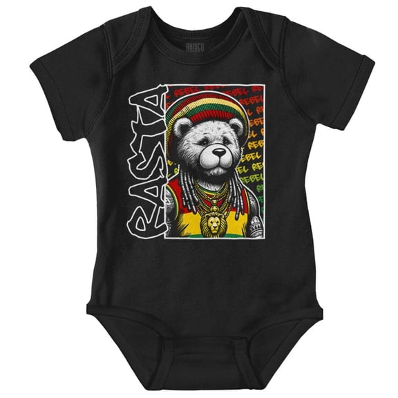 Rastafari Rebel Reggae Teddy Bear Romper Boys or Girls Infant Baby Brisco Brands 12M