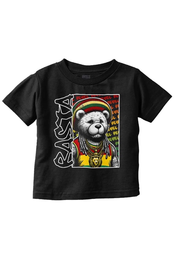 Rastafari Rebel Reggae Teddy Bear Toddler Boy Girl T Shirt Infant Toddler Brisco Brands 18M