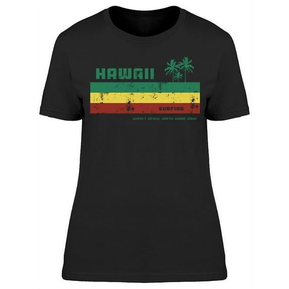 Rastafarian Color Hawaii Surfing T-Shirt Women -Image by Shutterstock, Female Large