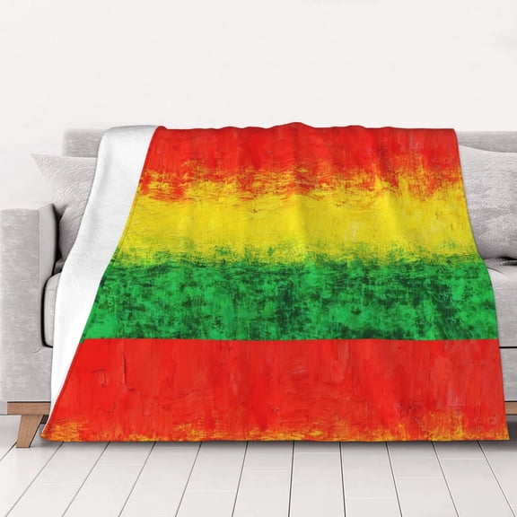 Rastafarian Grunge Throw Blanket Warm Camping Outdoor Light Weight Cozy Blanket for Couch Sofa Bed 50"x40"
