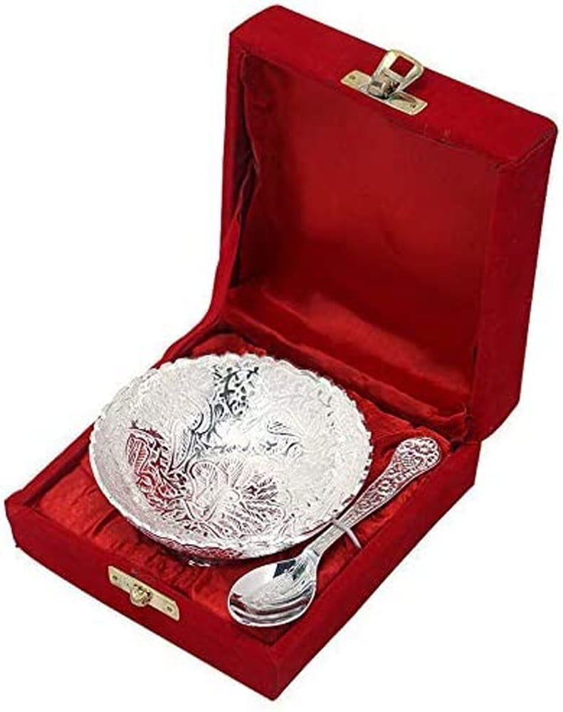Masala Dabba Portaspezie In Acciaio Inox Con 7 Contenitori E Cucchiai – Scatola Indiana Dipinta A Mano, Blu - copertina