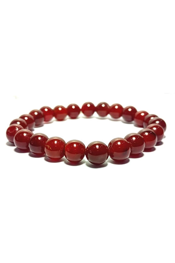 Bracelet for Women, Men Elastic Natural Stone Yoga Beads Bracelets Bangle 8 mm (Honex red (D)