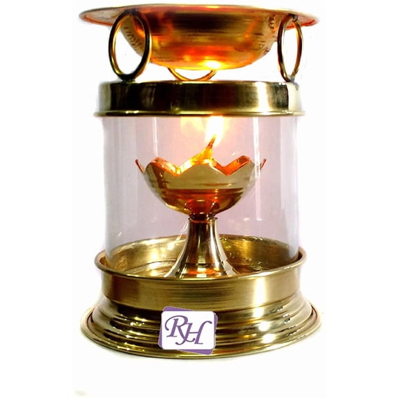 Rastogi Handicrafts Brass Aromatherapy Oil Burner Hindu Puja Deepak Oil Lamp