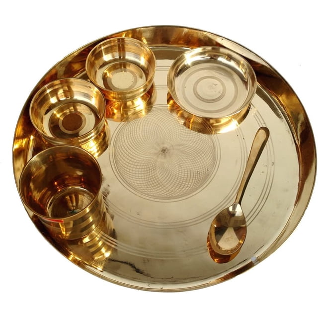 Rastogi Handicrafts Bronze Dinner Set (Kansa Thali) - Walmart Business ...